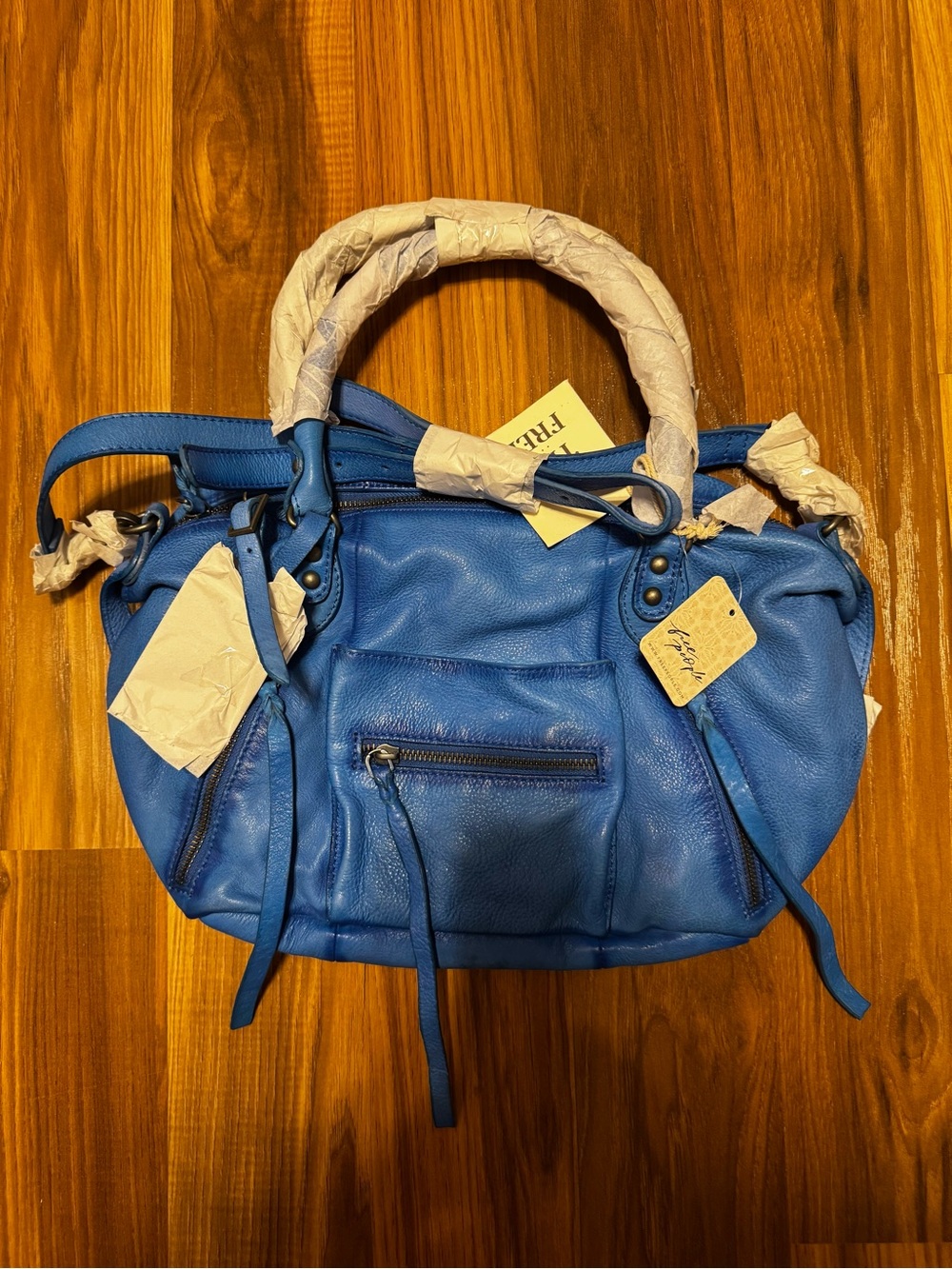Free People Baby Emerson Saphire Blue Leather Shoulder Bag
